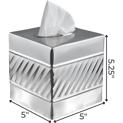 Handcrafted Wave Embossed Metal Square Tissue Box Cover